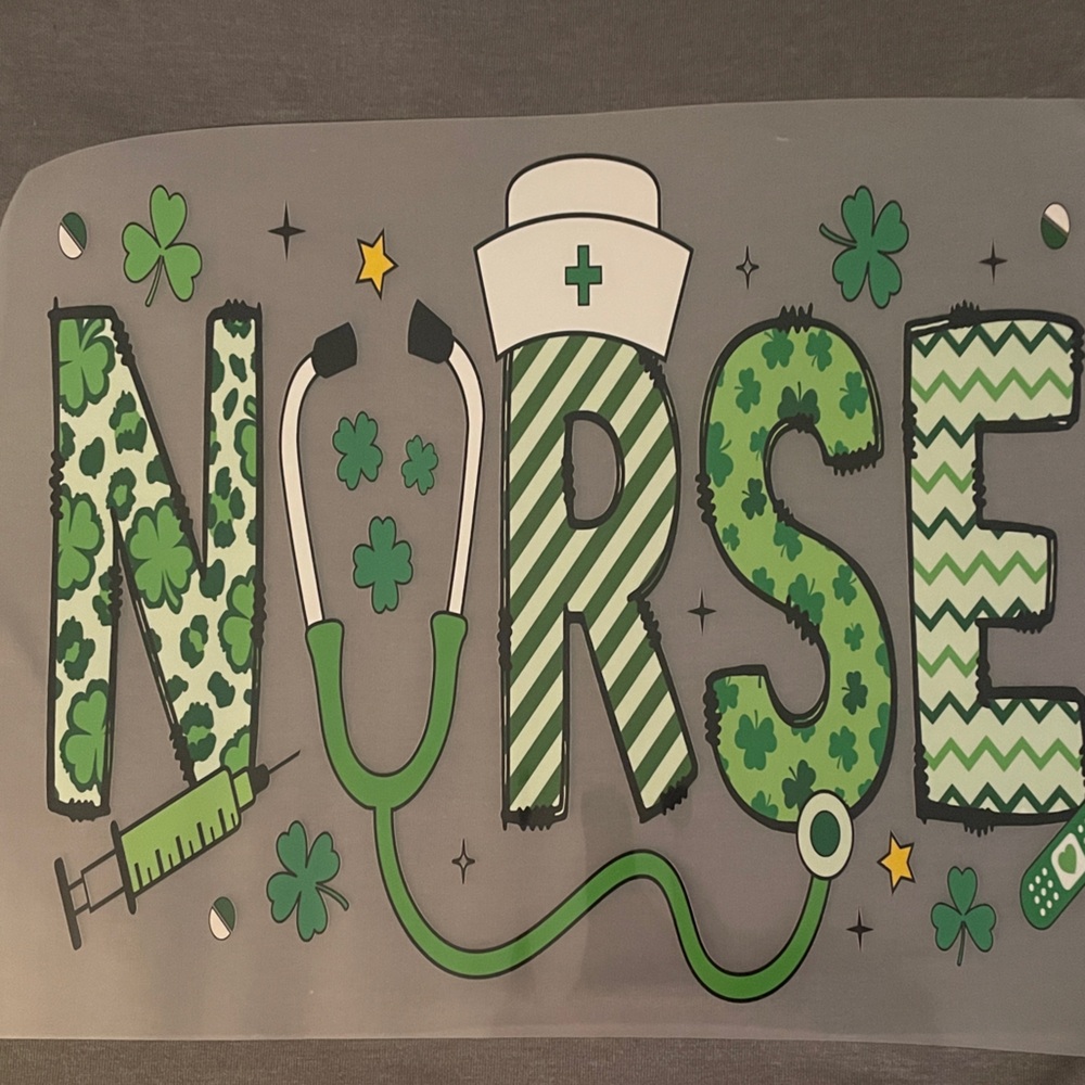 Nurse Graphic Tee with Shamrock Design